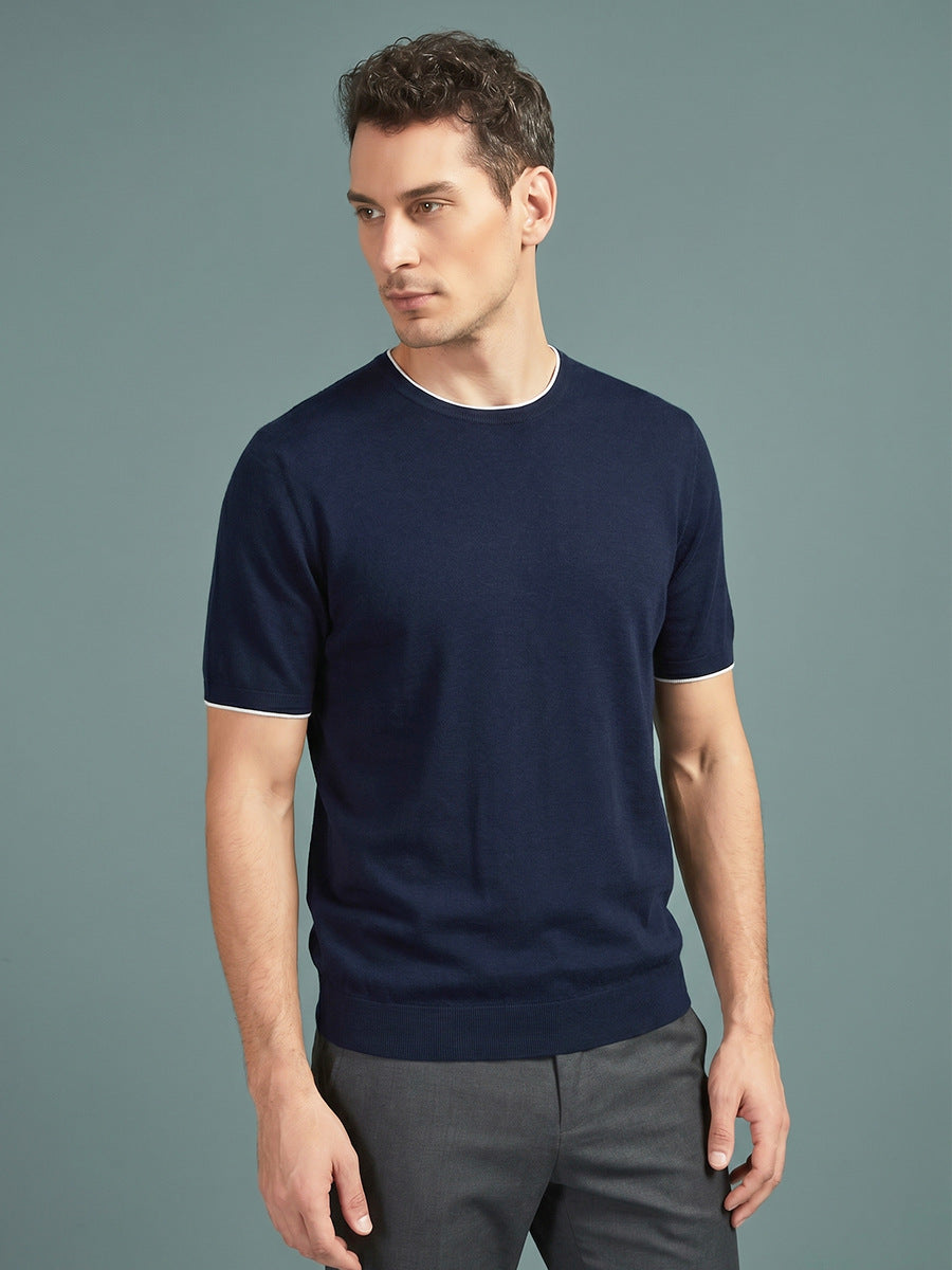 Maglia da uomo in lana merino a maniche corte