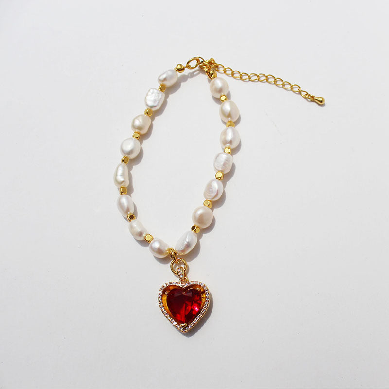 Vintage Freshwater Pearl Heart Jewelry Set
