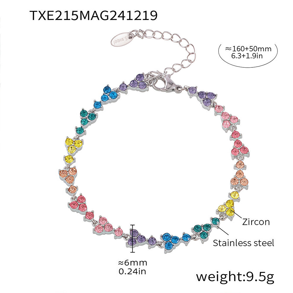Colorful Zircon Necklace & Bracelet Set