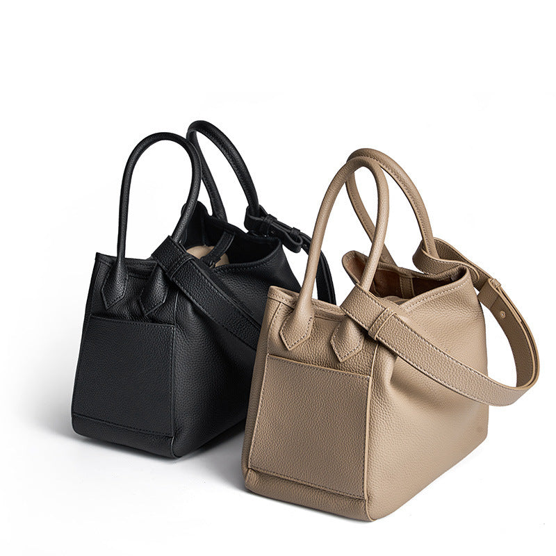 Genuine Leather Bucket Bag for Women
