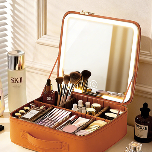 Large-Capacity LED Makeup Bag with Mirror