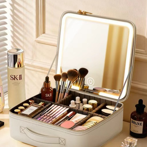Large-Capacity LED Makeup Bag with Mirror