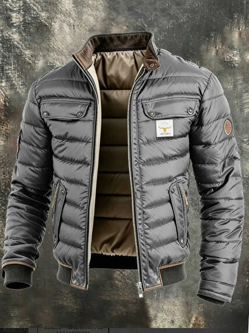 Men's Retro Quilted Zip-Up Jacket