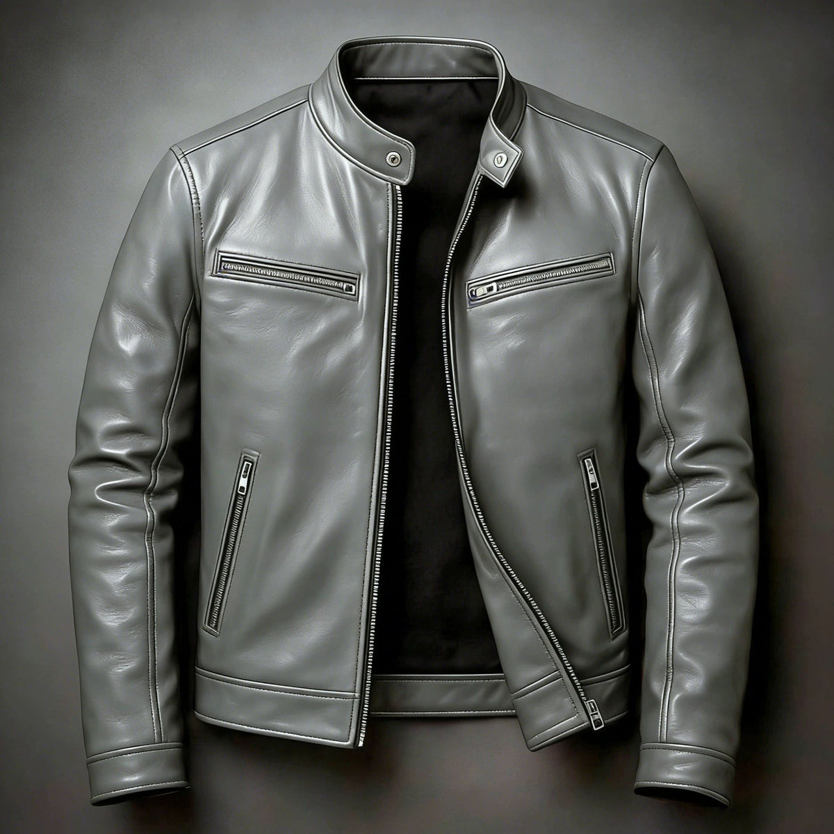 Men's Slim-Fit PU Leather Jacket