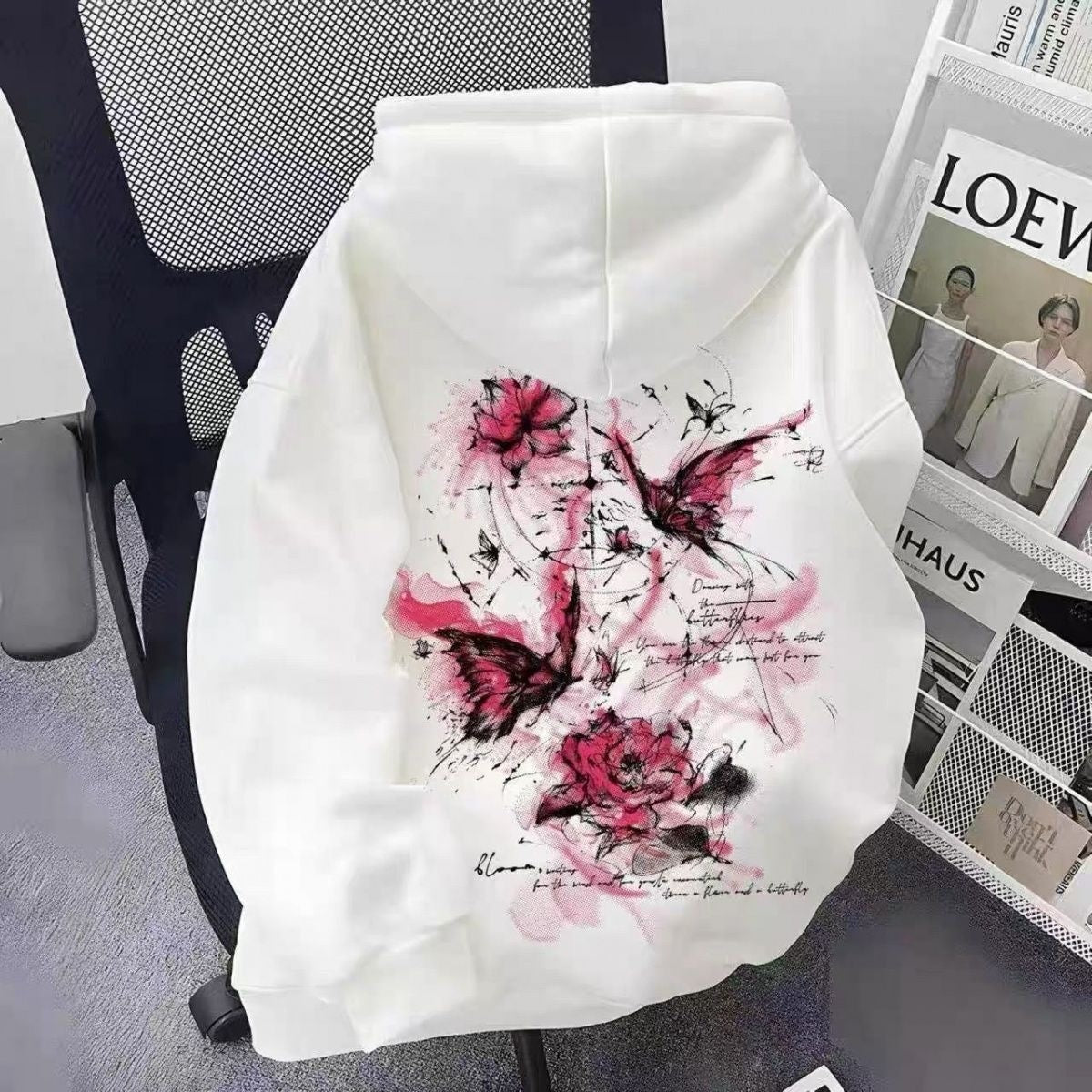 Kids Butterfly Print Hooded Sweatshirt
