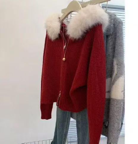 Women's Hooded Zip-Up Knit Cardigan