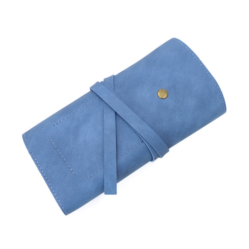 Leather Cable Organizer Roll Bag