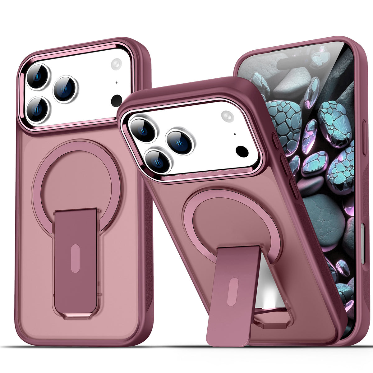 Magnetic Stand Phone Case with Matte Skin-Feel Protection