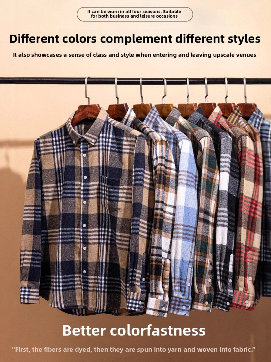 Men's Plaid Cotton Slim-Fit Shirt