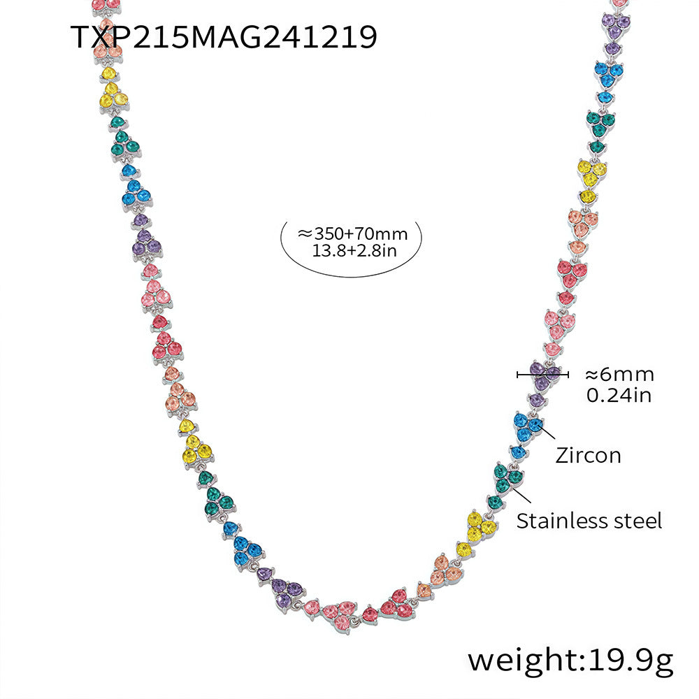 Colorful Zircon Necklace & Bracelet Set