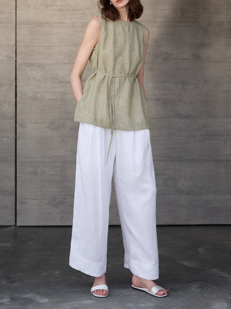 Top Gilet Senza Maniche in Lino