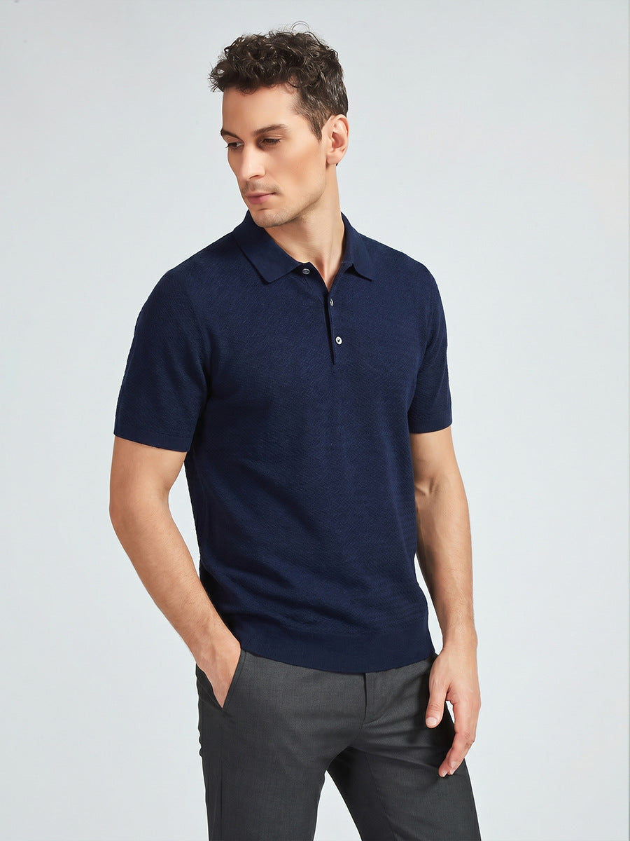 Maglia da uomo in lana merino a maniche corte