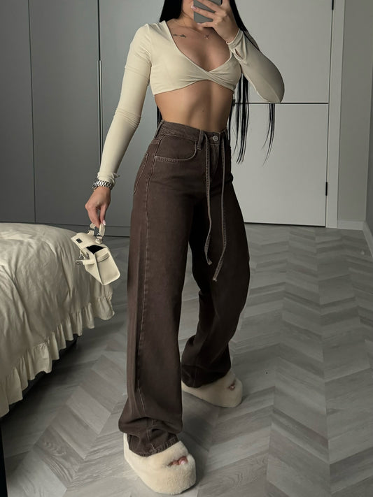 Women’s High-Waist Wide-Leg Denim Pants