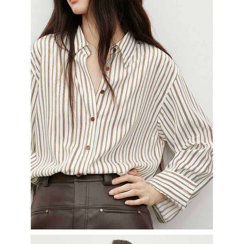 Womens Striped Cotton Blend Shirt