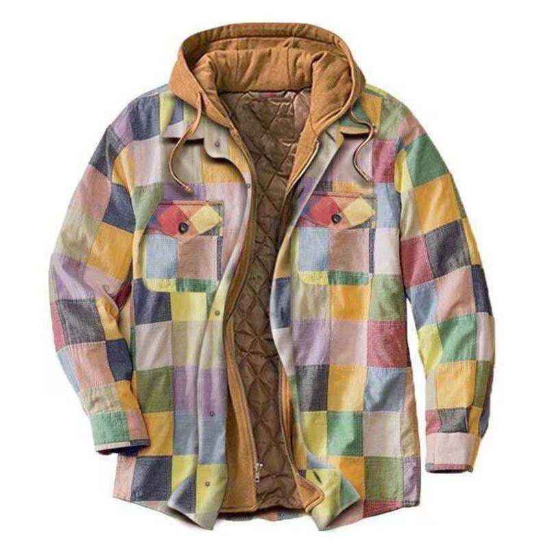 Men's Plaid Hooded Winter Jacket