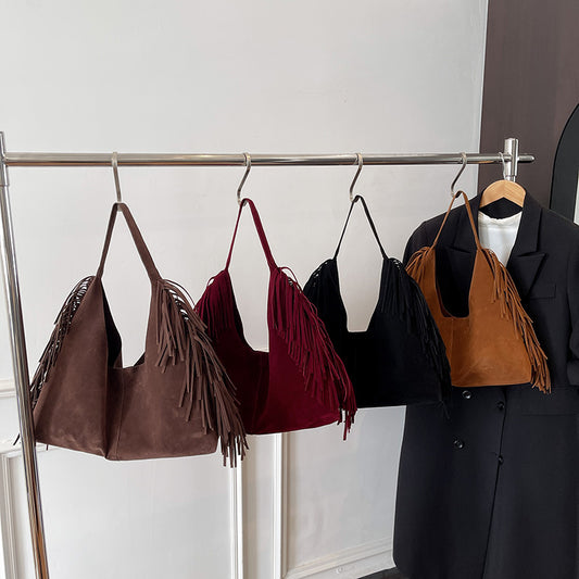 Suede Single Shoulder Tote Bag