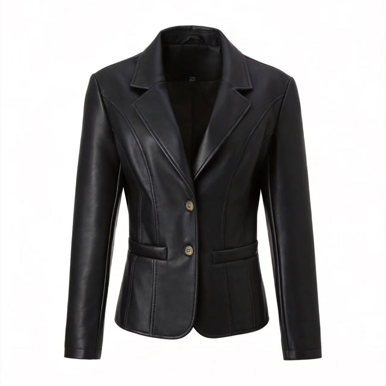 Womens Leather Lapel Jacket