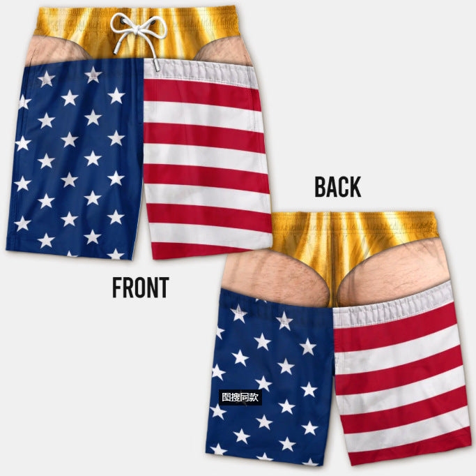 Funny Patriotic Men Swim Trunks Quick Dry Beach Shorts