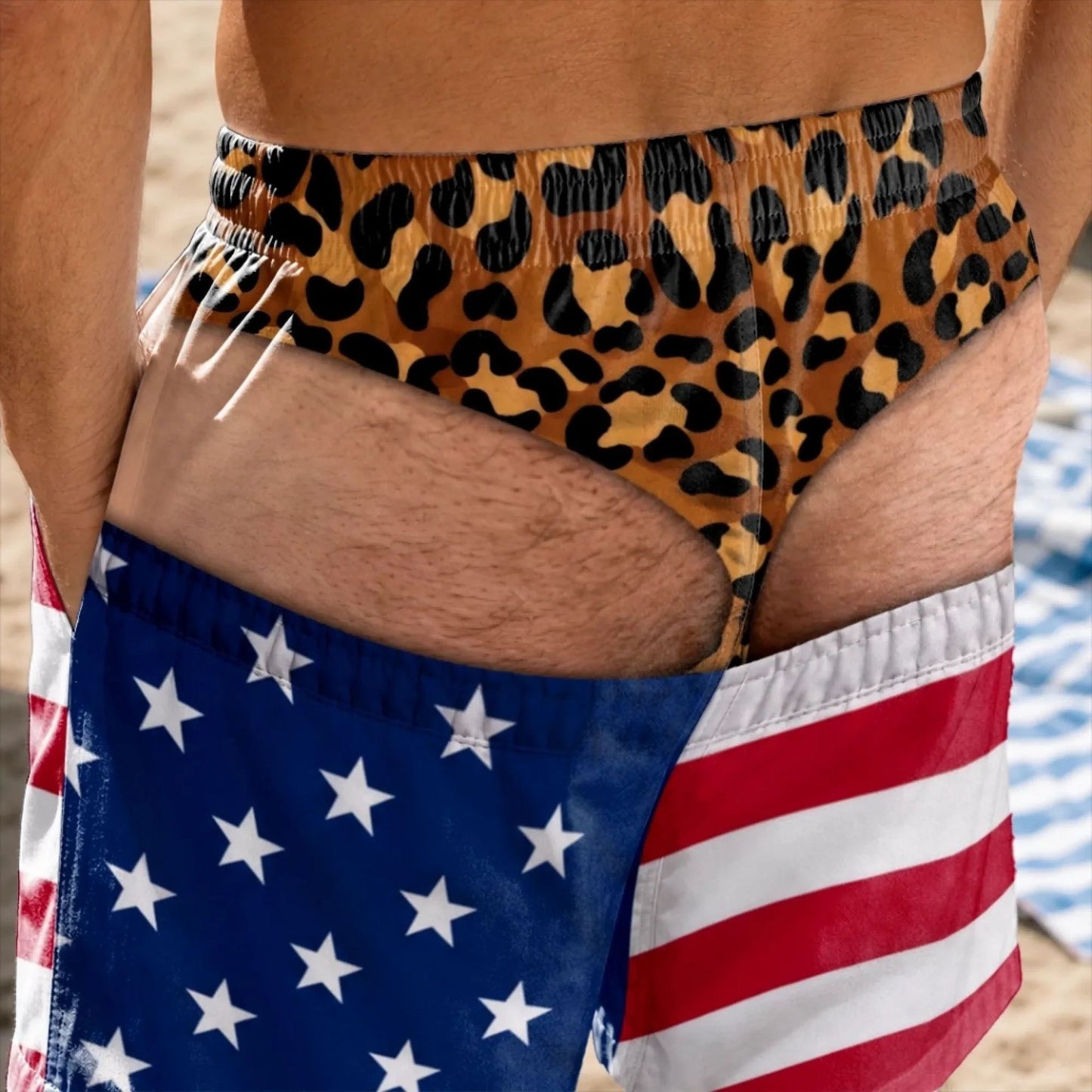 Funny Patriotic Men Swim Trunks Quick Dry Beach Shorts