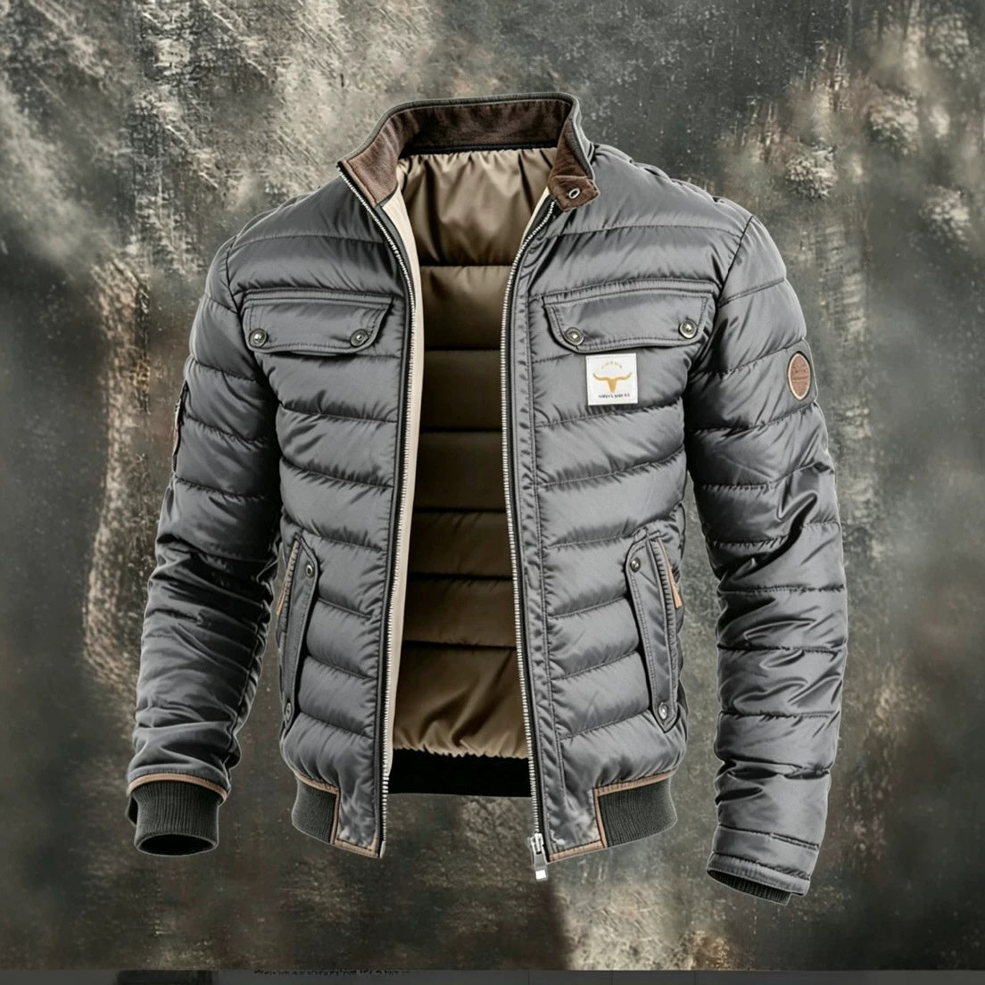 Men's Retro Quilted Zip-Up Jacket