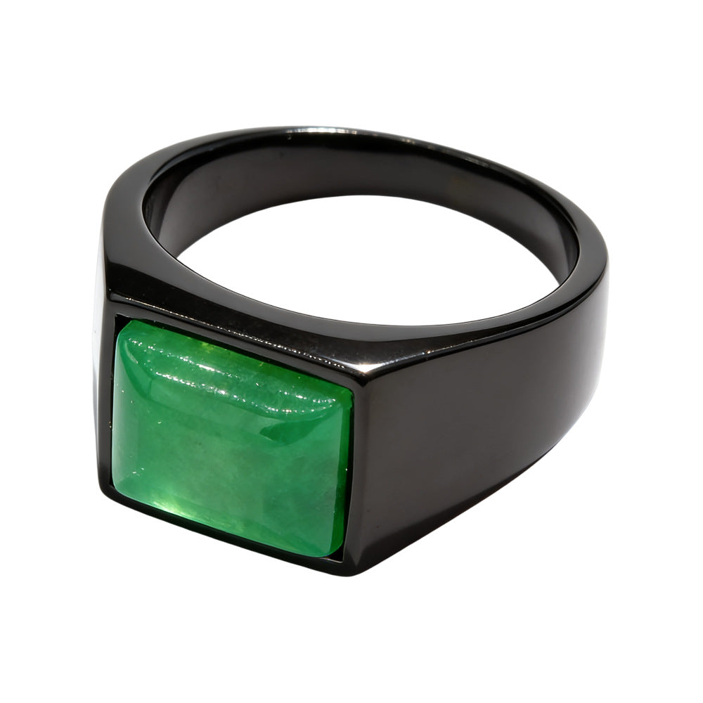 Minimalist Square-Gem Titanium Steel Ring