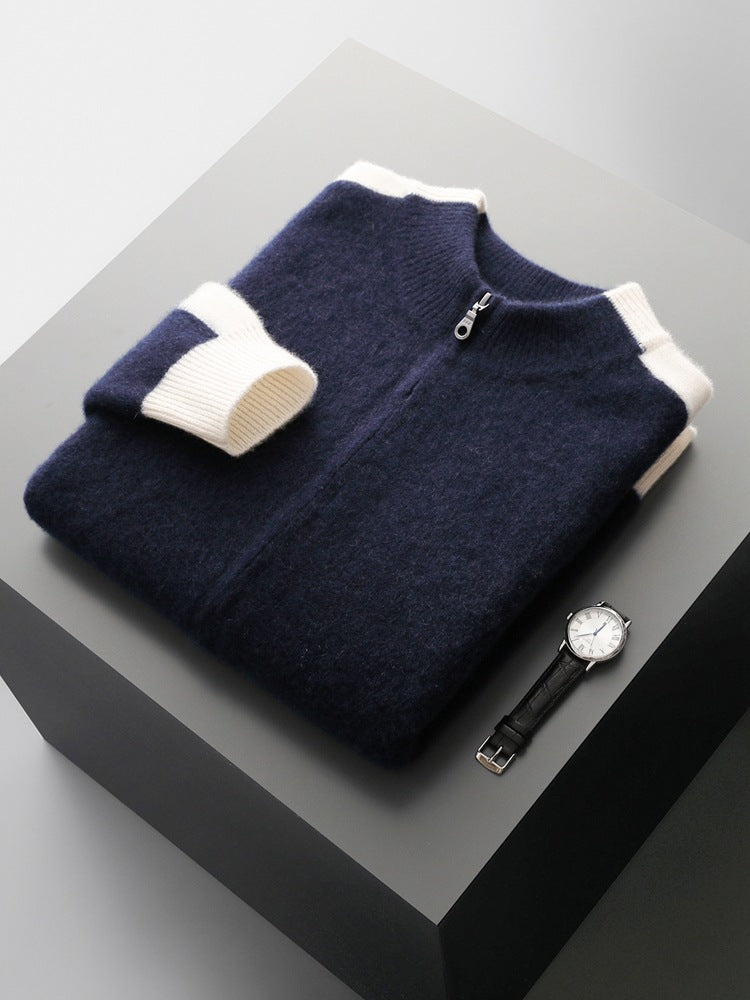 Men's Thickened Pure-Wool Zip Cardigan
