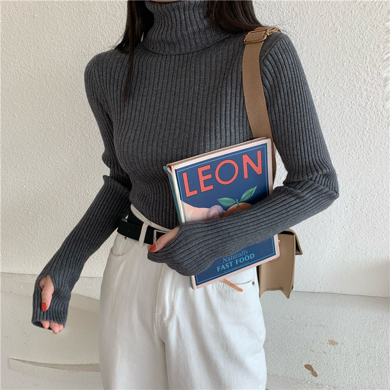 Womens High-Neck Knit Sweater