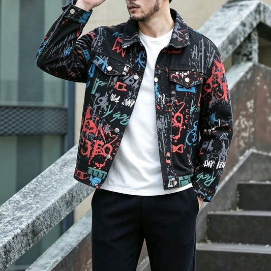 Men's Graffiti Denim Workwear Jacket