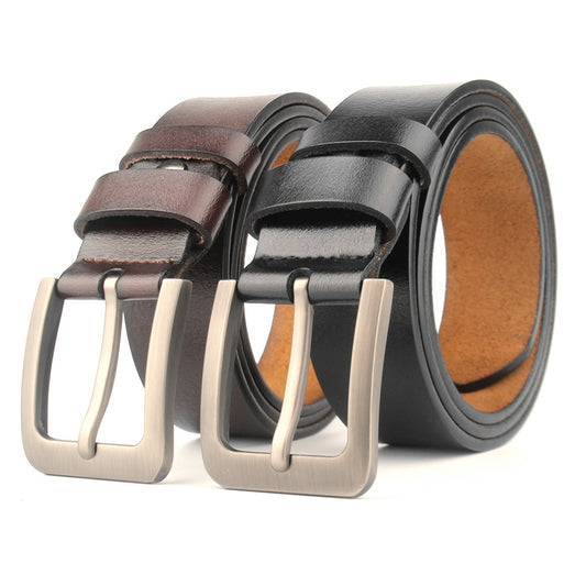 Men's Genuine Leather Belt with Alloy Buckle
