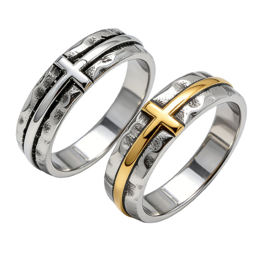 Retro Cross Titanium Steel Ring