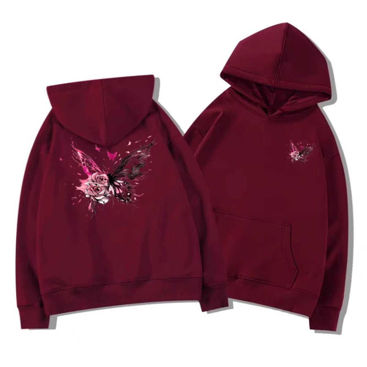 Kids Butterfly Print Hooded Sweatshirt