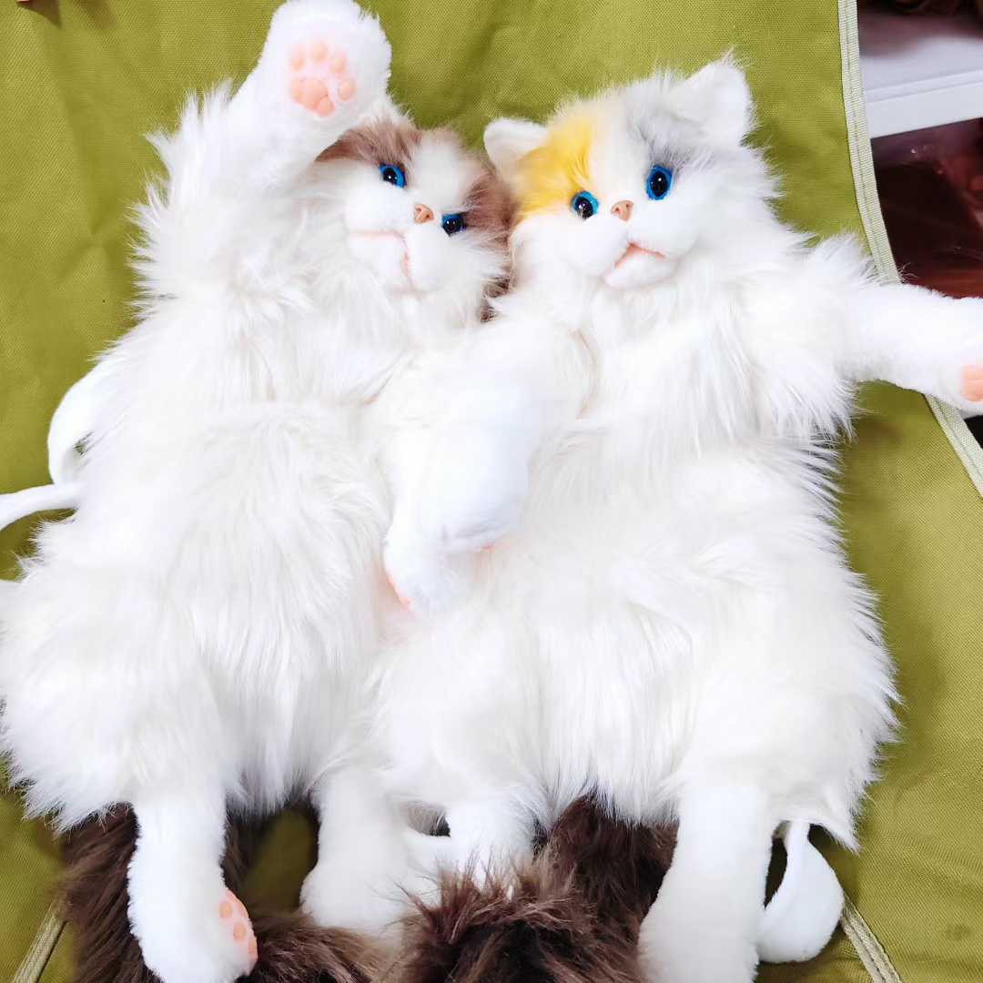 Calico Cat Plush Toy Doll Lifelike Stuffed Animal with Backpack