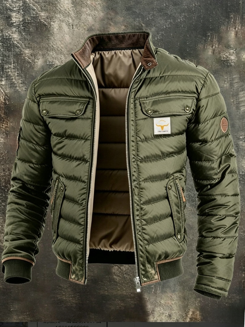 Men's Retro Quilted Zip-Up Jacket