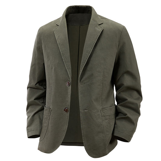 Men's Casual Suit Solid Color Washed Cotton