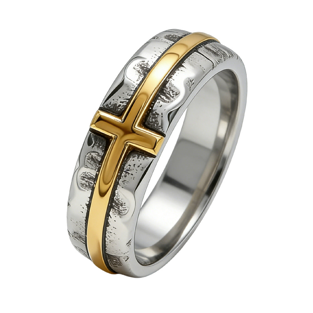 Retro Cross Titanium Steel Ring