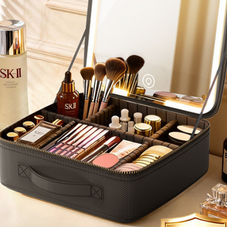 Large-Capacity LED Makeup Bag with Mirror