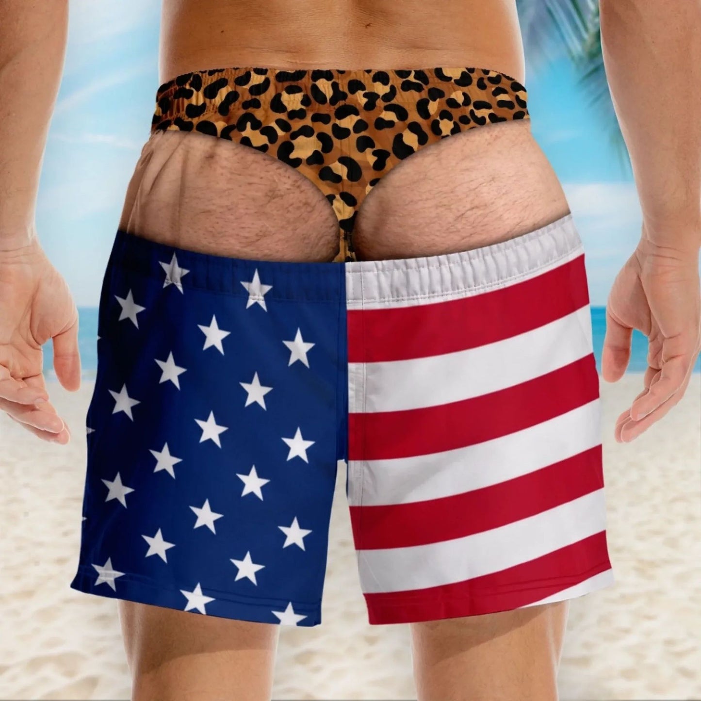 Funny Patriotic Men Swim Trunks Quick Dry Beach Shorts
