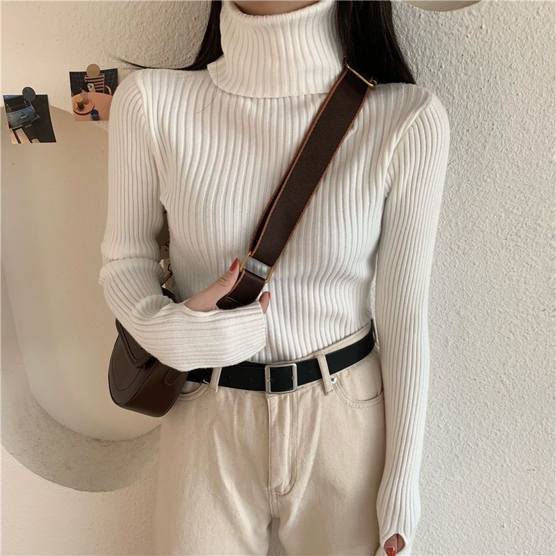 Womens High-Neck Knit Sweater