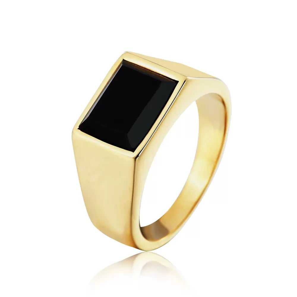 Minimalist Square-Gem Titanium Steel Ring