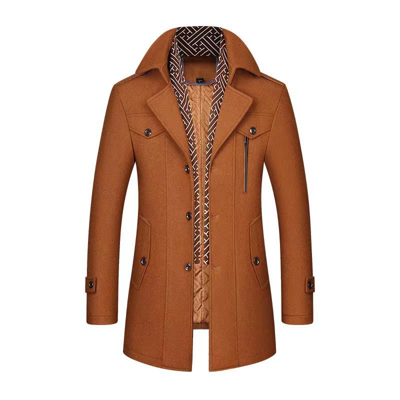 Men's Wool-Blend Scarf-Collar Coat