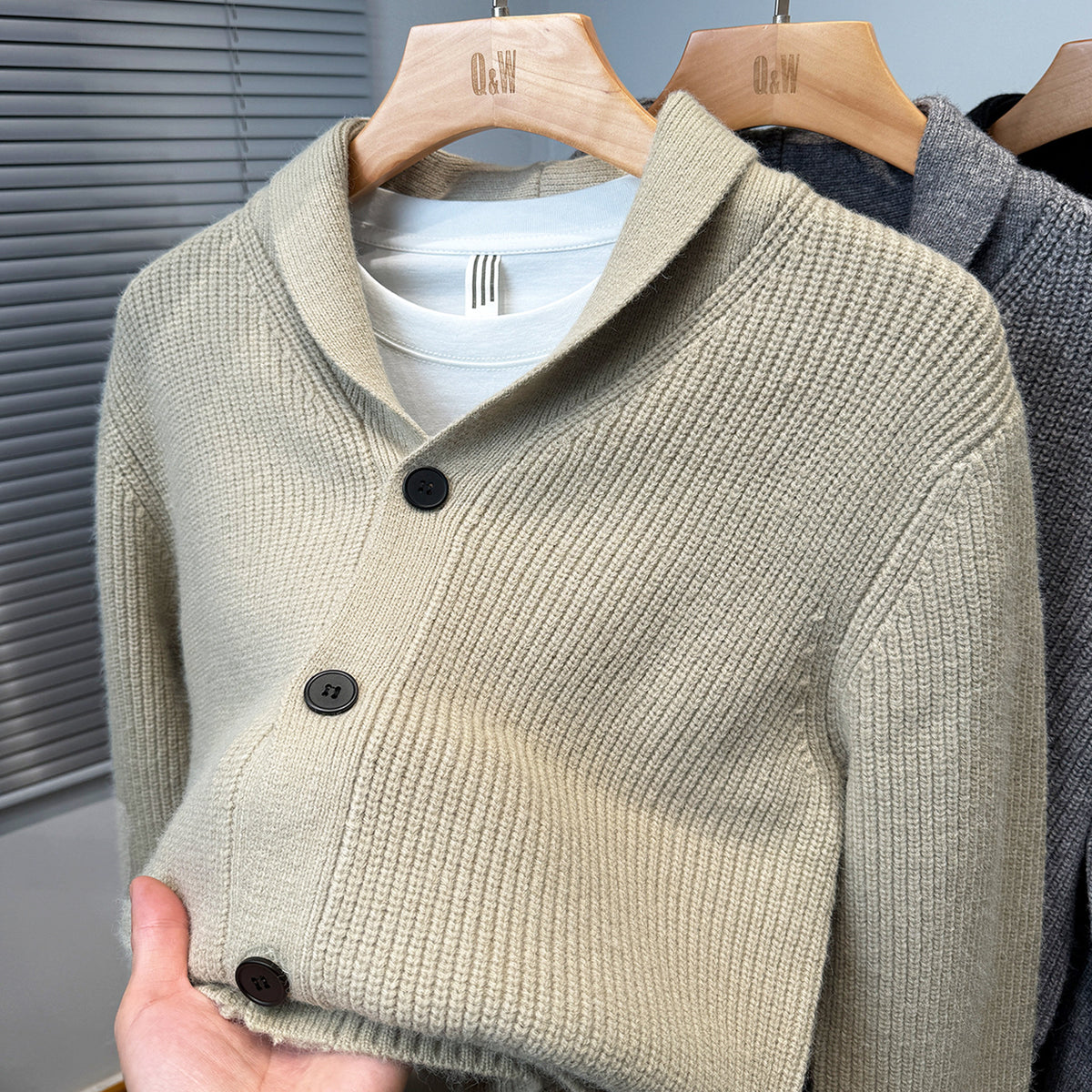 Men's Thick Baseball-Collar Cardigan Jacket