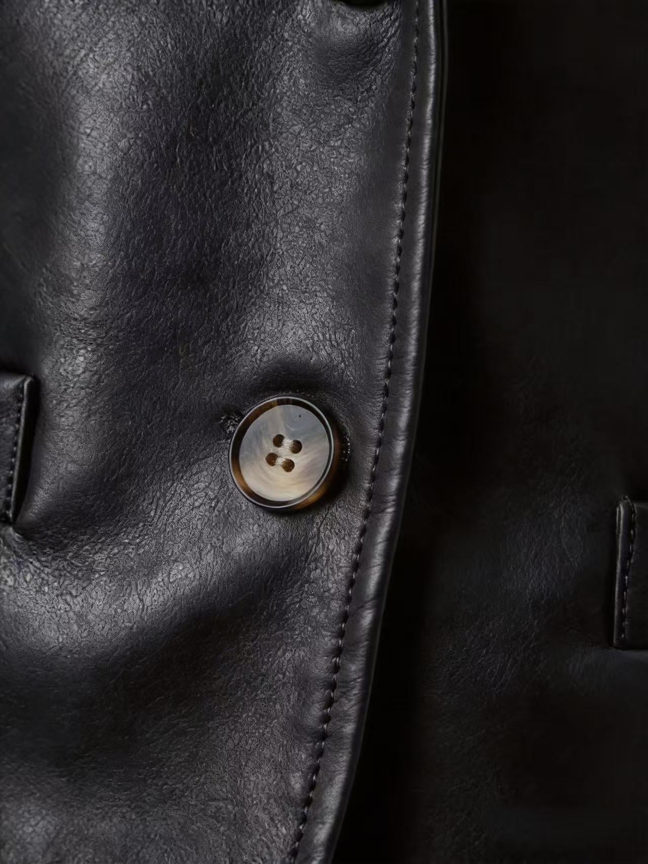 Womens Leather Lapel Jacket