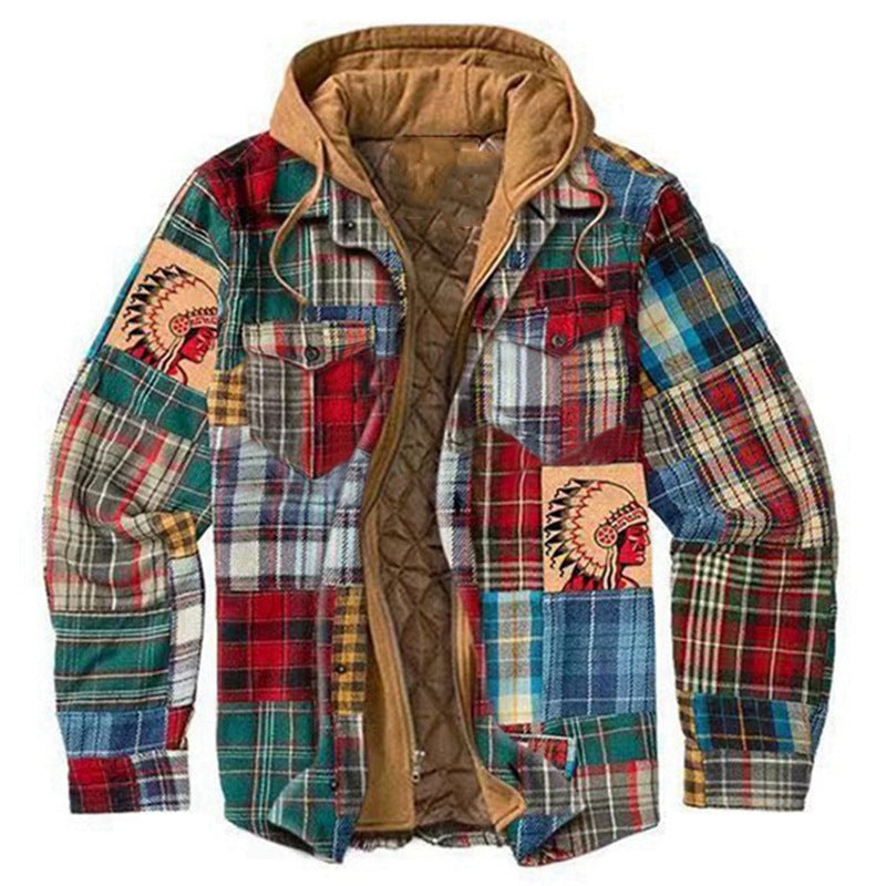 Men's Plaid Hooded Winter Jacket