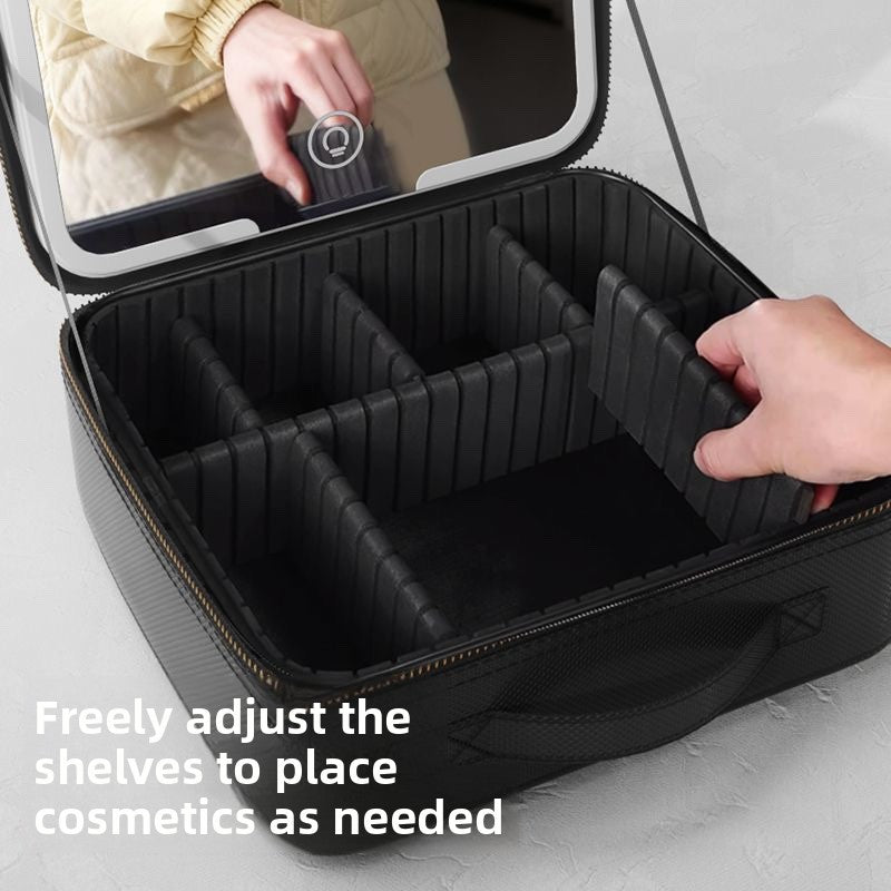 Large-Capacity LED Makeup Bag with Mirror