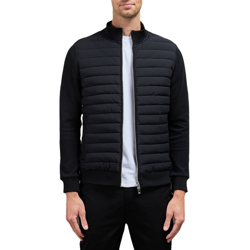 Men's Lightweight Padded Jacket with Knit Panels