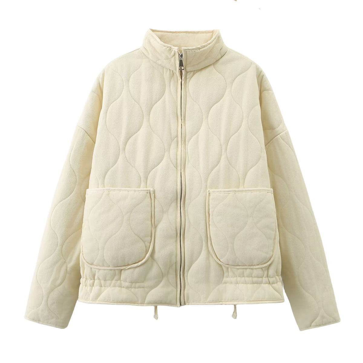 zipped large pocket drawstring long sleeves