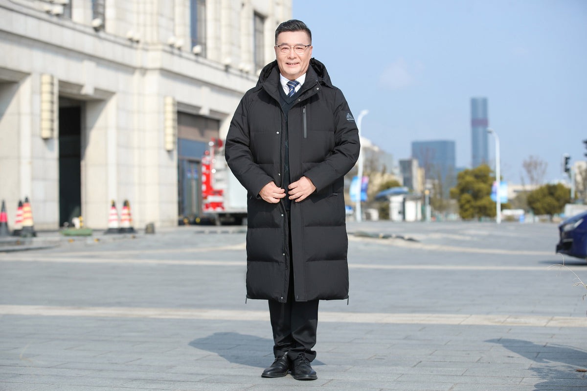 Men's Long Down Coat with Optional Fur Collar