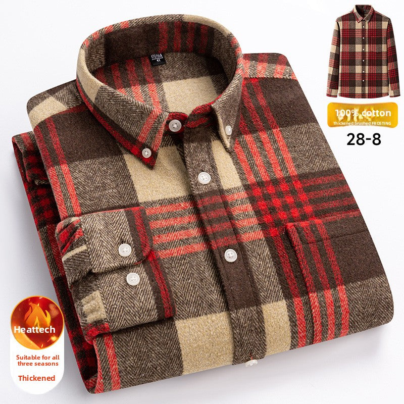 Men's Plaid Cotton Slim-Fit Shirt