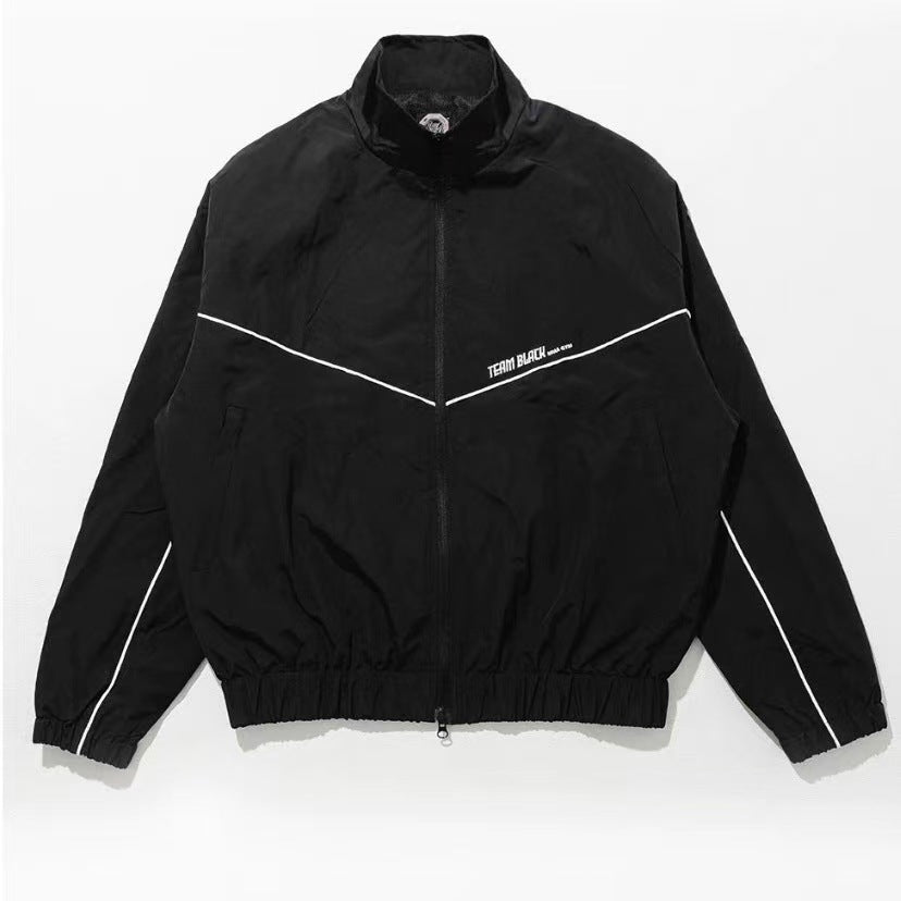 Black printed jacket front