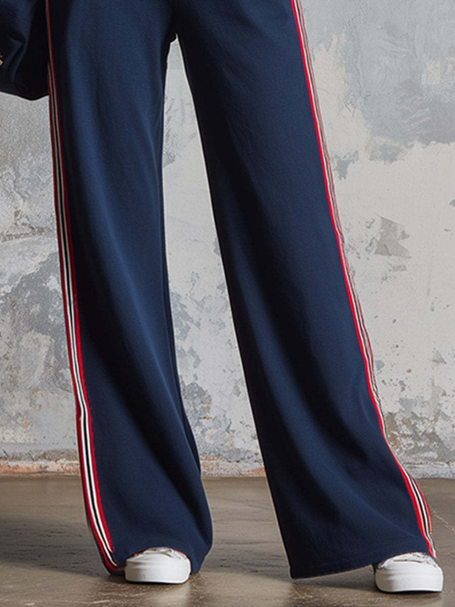 Women's Striped Vest and Wide-Leg Pants Set